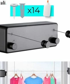 Kopen ???? Kwali. Waslijn Uittrekbaar - Waslijndraad Met Stalen Kern - Wasdraad - Wasrek Alternatief - Roldrooglijn - Uittrekbare Waslijn - 8,8 M Drooglengte ????