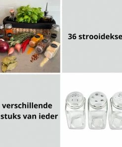 Goedkoopste ✨ BIEK20 Kruidenpotjes - 24 Vierkante Glazen Kruidenpotjes - 120 Ml - 10,5 X 4,3 Cm - Incl. 36 Strooideksels (3 Soorten) - 192 Stickers (Voorbedrukt En Blanco) - Krijtstift - Borstel - Voorraadpotten - Kruidenstrooier - Strooibus ???? -Yoshiko Shop 550x548 18