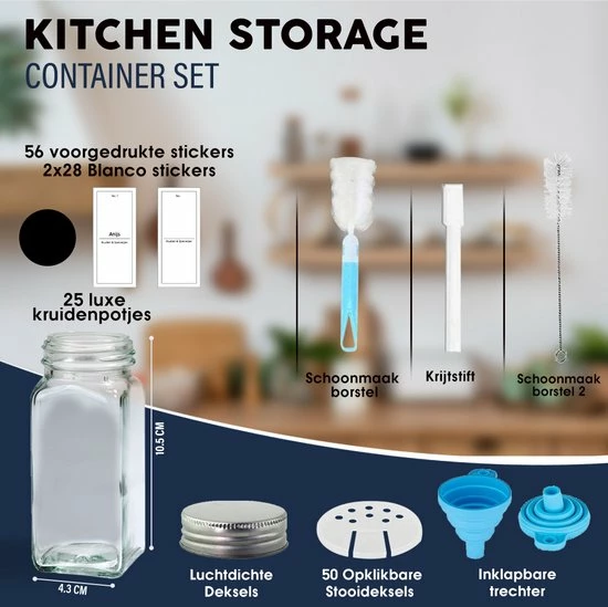 Begroting ❤️ KitchenConvenience - 25 Glazen Kruidenpotjes Met Strooideksel - Kruidenstrooier - Glazen Potjes Met Deksel - Complete Set Met Stickers En Trechter En Borsteltje - Vierkante Glazen Strooier - Inclusief GRATIS PDF Boekje Met Kruiden ✔️ 8 Begroting ❤️ KitchenConvenience - 25 Glazen Kruidenpotjes Met Strooideksel - Kruidenstrooier - Glazen Potjes Met Deksel - Complete Set Met Stickers En Trechter En Borsteltje - Vierkante Glazen Strooier - Inclusief GRATIS PDF Boekje Met Kruiden ✔️ - Afbeelding 6