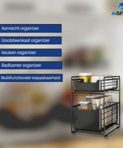 Uitgang ✨ AlShiha® Organizer - Large(zwart) - Ladekast - Kast Organizer - Gootsteenkast Organizer - Aanrecht Organiser - Opbergrek - Keukenkast Organizer - Keuken Organizer - Gootsteen Organizer - Ladesysteem - Ladeblok - Keukenrek ❤️ -Yoshiko Shop 550x549 60