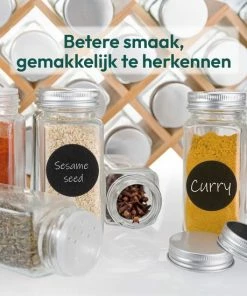 Promo ???? Gadgy Kruidenrek Met 18 Glazen Kruidenpotjes Met Strooideksel - Incl. Labels En Marker - Bamboe Hout - 43 X 18cm ⭐ -Yoshiko Shop 550x550 1004