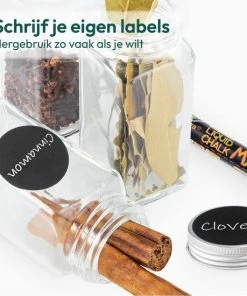 Promo ???? Gadgy Kruidenrek Met 18 Glazen Kruidenpotjes Met Strooideksel - Incl. Labels En Marker - Bamboe Hout - 43 X 18cm ⭐ -Yoshiko Shop 550x550 1005