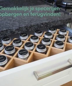 Promo ???? Gadgy Kruidenrek Met 18 Glazen Kruidenpotjes Met Strooideksel - Incl. Labels En Marker - Bamboe Hout - 43 X 18cm ⭐ -Yoshiko Shop 550x550 1006