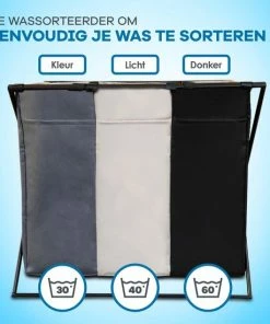 Groothandel ???? WITTS Wasmand Met 3 Vakken - Wassorteerder - Opvouwbaar - 90 L – Aluminium - Mat Zwart ???? -Yoshiko Shop 550x550 104