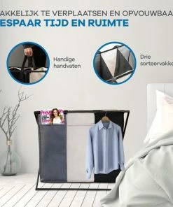 Groothandel ???? WITTS Wasmand Met 3 Vakken - Wassorteerder - Opvouwbaar - 90 L – Aluminium - Mat Zwart ???? -Yoshiko Shop 550x550 105