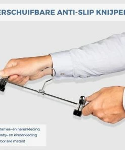 Promo ✨ LifeGoods 20x Broekhangers Met Verstelbare Antislip Knijpers - Stevige Kleding Hanger Met Klemmen - Kleerhanger Voor Dames/Heren/Kind/Baby - Broek En Rok Houder - Metaal ✔️ -Yoshiko Shop 550x550 1130