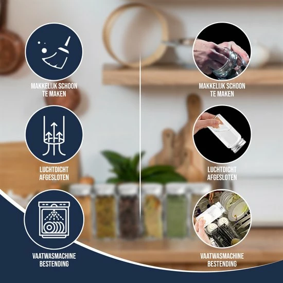 Begroting ❤️ KitchenConvenience - 25 Glazen Kruidenpotjes Met Strooideksel - Kruidenstrooier - Glazen Potjes Met Deksel - Complete Set Met Stickers En Trechter En Borsteltje - Vierkante Glazen Strooier - Inclusief GRATIS PDF Boekje Met Kruiden ✔️ 5 Begroting ❤️ KitchenConvenience - 25 Glazen Kruidenpotjes Met Strooideksel - Kruidenstrooier - Glazen Potjes Met Deksel - Complete Set Met Stickers En Trechter En Borsteltje - Vierkante Glazen Strooier - Inclusief GRATIS PDF Boekje Met Kruiden ✔️ - Afbeelding 3