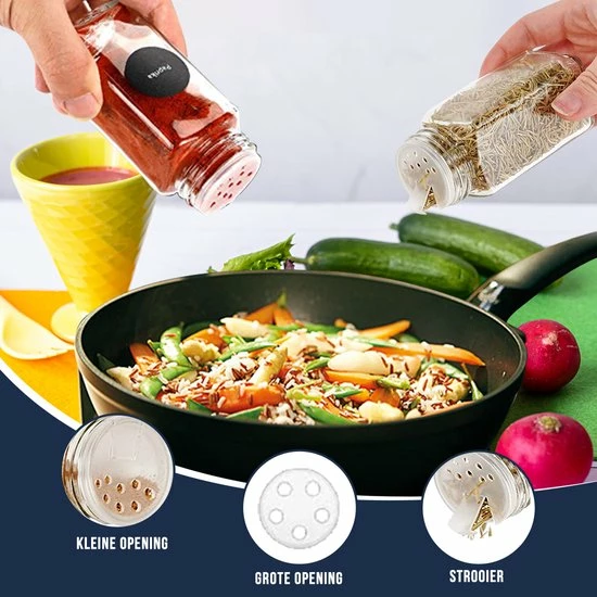 Begroting ❤️ KitchenConvenience - 25 Glazen Kruidenpotjes Met Strooideksel - Kruidenstrooier - Glazen Potjes Met Deksel - Complete Set Met Stickers En Trechter En Borsteltje - Vierkante Glazen Strooier - Inclusief GRATIS PDF Boekje Met Kruiden ✔️ 6 Begroting ❤️ KitchenConvenience - 25 Glazen Kruidenpotjes Met Strooideksel - Kruidenstrooier - Glazen Potjes Met Deksel - Complete Set Met Stickers En Trechter En Borsteltje - Vierkante Glazen Strooier - Inclusief GRATIS PDF Boekje Met Kruiden ✔️ - Afbeelding 4