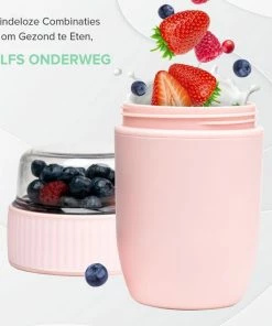 Beste deal ???? Coninx Yoghurtbeker To Go - Muesli Beker To Go - Lunchbeker - Mueslibeker 640ml (450ml+190ml) - Roze ⌛ -Yoshiko Shop 550x550 1162