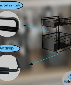 Uitgang ✨ AlShiha® Organizer - Large(zwart) - Ladekast - Kast Organizer - Gootsteenkast Organizer - Aanrecht Organiser - Opbergrek - Keukenkast Organizer - Keuken Organizer - Gootsteen Organizer - Ladesysteem - Ladeblok - Keukenrek ❤️ -Yoshiko Shop 550x550 1167