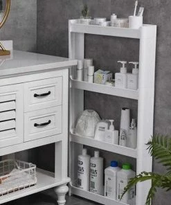 Goedkoopste ???? Merkloos Decopatent® Smal Keukenrek Opbergrek 4 Laags Op Wieltjes Met Vakken - Smalle Kast - Keukentrolley Met Wielen - Badkamer - Nisrek ???? -Yoshiko Shop 550x550 1180