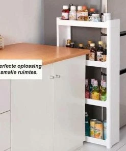 Goedkoopste ???? Merkloos Decopatent® Smal Keukenrek Opbergrek 4 Laags Op Wieltjes Met Vakken - Smalle Kast - Keukentrolley Met Wielen - Badkamer - Nisrek ???? -Yoshiko Shop 550x550 1181