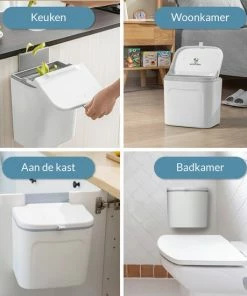 Top 10 ???? Mr. Green Mind 7L Prullenbak – Hangen Of Staan – Aanrecht Afvalbakje – GFT Afvalbakje – Wit - Goed Sluitende Deksel - Geen Geur En Fruitvliegen - Afvalscheiding ???? -Yoshiko Shop 550x550 1233