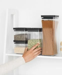 Gloednieuw ???? Brabantia Tasty+ Voorraadpotten - Stapelbaar - 2x 0,7 L - 2x 1,6 L - Dark Grey ???? -Yoshiko Shop 550x550 1246