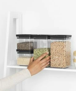 Gloednieuw ???? Brabantia Tasty+ Voorraadpotten - Stapelbaar - 2x 0,7 L - 2x 1,6 L - Dark Grey ???? -Yoshiko Shop 550x550 1248