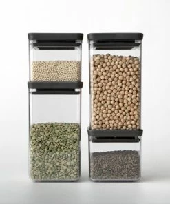 Gloednieuw ???? Brabantia Tasty+ Voorraadpotten - Stapelbaar - 2x 0,7 L - 2x 1,6 L - Dark Grey ???? -Yoshiko Shop 550x550 1249