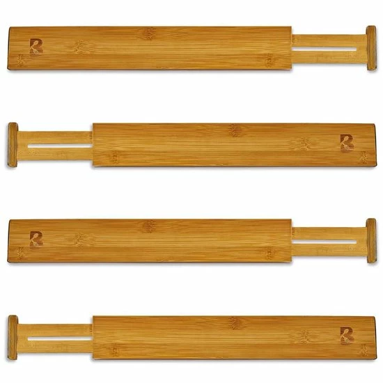 Hete verkoop ???? KitchenBrothers Ladeverdeler - Lade Organizer - Uitschuifbaar - Verstelbaar - 4 Stuks - Bamboe ???? 3 Hete verkoop ???? KitchenBrothers Ladeverdeler - Lade Organizer - Uitschuifbaar - Verstelbaar - 4 Stuks - Bamboe ????