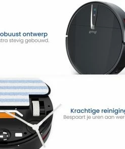 Nieuw ???? Gologi Robotstofzuiger Met Dweilfunctie - Automatisch - Met Laadstation - Draadloze Robot Stofzuiger - 45DB - Zwart ???? -Yoshiko Shop 550x550 1293