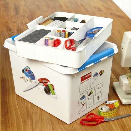 Goedkoopste ✨ Sunware - Q-line Naaidoos Met Inzet 22L Wit Blauw - 40 X 30 X 26 Cm ???? 6 Goedkoopste ✨ Sunware - Q-line Naaidoos Met Inzet 22L Wit Blauw - 40 X 30 X 26 Cm ???? - Afbeelding 4