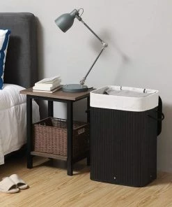 Hete verkoop ???? Merkloos Bamboe Wasmand Met Deksel, Katoenen Zak En Handvaten - 72L - Zwart ???? -Yoshiko Shop 550x550 1337