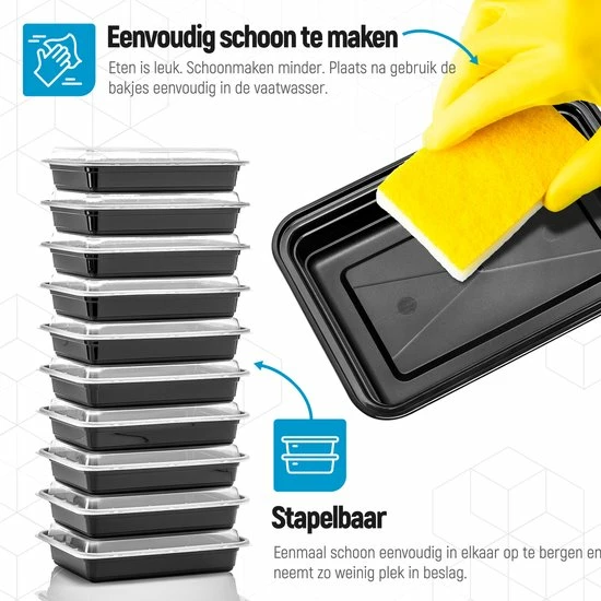 Gloednieuw ???? Meal Prep Bakjes - 10 Stuks - 1 Compartiment - Lunchbox - Diepvriesbakjes - Vershoudbakjes - Plastic Bakjes Met Deksel - Magnetron Bakjes Met Deksel - Meal Prep - Vershouddoos - 1L - BPA Vrij - Fitcrafters ???? 4 Gloednieuw ???? Meal Prep Bakjes - 10 Stuks - 1 Compartiment - Lunchbox - Diepvriesbakjes - Vershoudbakjes - Plastic Bakjes Met Deksel - Magnetron Bakjes Met Deksel - Meal Prep - Vershouddoos - 1L - BPA Vrij - Fitcrafters ???? - Afbeelding 2