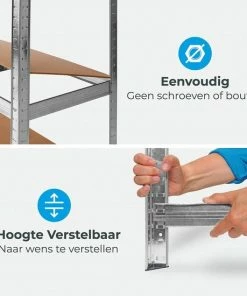 Beste Verkoop ???? LifeGoods Stellingkast - 5 Planken - 875 Kg Draagkracht - Opbergrek - 94x40x180 Cm - Metaal/MDF - RVS ???? -Yoshiko Shop 550x550 273