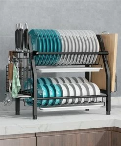 Beste Pirce ???? Merkloos Afdruiprek - Afdruiprek Met Lekbak - Afwas - Metaal - Zwart - RVS Afwasrek ???? -Yoshiko Shop 550x550 284