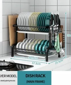 Beste Pirce ???? Merkloos Afdruiprek - Afdruiprek Met Lekbak - Afwas - Metaal - Zwart - RVS Afwasrek ???? -Yoshiko Shop 550x550 286