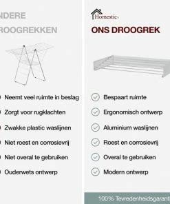 Coupon ???? Homestic© Inklapbaar Droogrek - 6m Drooglengte - Universeel Wasrek Voor In De Badkamer/Tuin/Slaapkamer/Balkon - Aluminium - Wit ???? -Yoshiko Shop 550x550 319