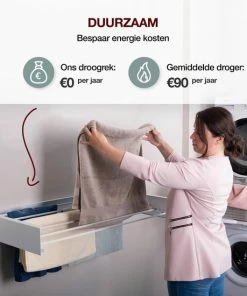Coupon ???? Homestic© Inklapbaar Droogrek - 6m Drooglengte - Universeel Wasrek Voor In De Badkamer/Tuin/Slaapkamer/Balkon - Aluminium - Wit ???? -Yoshiko Shop 550x550 323