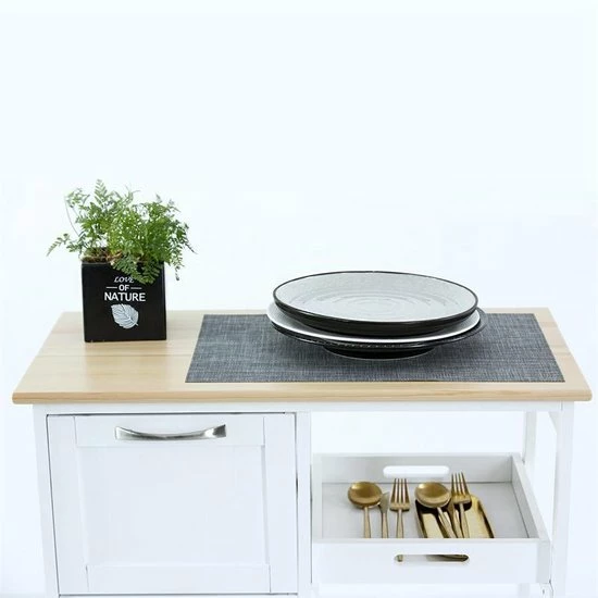 Korting ???? Anaterra Keukentrolley Op Wieltjes - Serveerwagen - Wit/Grenenhout - Met Lades - Rolwagen Keuken ???? 12 Korting ???? Anaterra Keukentrolley Op Wieltjes - Serveerwagen - Wit/Grenenhout - Met Lades - Rolwagen Keuken ???? - Afbeelding 10