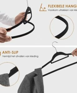 Beste deal ⭐ Acaza 20 Anti Slip Kledinghangers - Draaibare Metalen Haak - Plooibaar - Zwart ???? -Yoshiko Shop 550x550 480