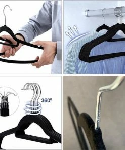 Beste deal ⭐ Acaza 20 Anti Slip Kledinghangers - Draaibare Metalen Haak - Plooibaar - Zwart ???? -Yoshiko Shop 550x550 482
