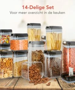 Beste deal ✨ KitchenBrothers Voorraadpotten - Luchtdichte Deksels - 14 Stuks Voorraadbussen - Herschrijfbare Labels - Kunststof ???? -Yoshiko Shop 550x550 494