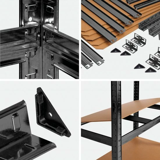 Kopen ???? LifeGoods Stellingkast - Opbergrek - 5 Planken - 875 Kg Draagkracht - 90x40x180 Cm - Metaal/MDF - Zwart ✔️ 4 Kopen ???? LifeGoods Stellingkast - Opbergrek - 5 Planken - 875 Kg Draagkracht - 90x40x180 Cm - Metaal/MDF - Zwart ✔️ - Afbeelding 2