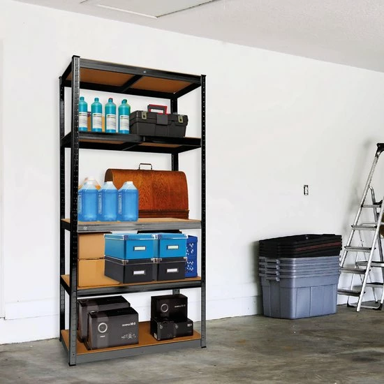 Kopen ???? LifeGoods Stellingkast - Opbergrek - 5 Planken - 875 Kg Draagkracht - 90x40x180 Cm - Metaal/MDF - Zwart ✔️ 5 Kopen ???? LifeGoods Stellingkast - Opbergrek - 5 Planken - 875 Kg Draagkracht - 90x40x180 Cm - Metaal/MDF - Zwart ✔️ - Afbeelding 3
