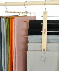 Beste Pirce ???? JoFlow® Premium 5-in-1 Broekhanger Of Kledinghanger | Ruimtebesparende Antislip Klerenhanger Hout Bamboe | Hang Tot Wel 5 Kledingstukken Op! ????