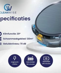 Goedkoop ???? CleanWise - D5 Pro - Robotstofzuiger Met Dweilfunctie - Dweilrobot - Robot Stofzuiger - Stofzuiger Robot - Robotstofzuiger Met Laadstation - Black Friday 2022 ???? -Yoshiko Shop 550x550 573
