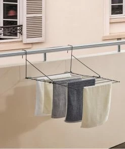 Nieuw ???? ACAZA Set Van 2 Stuks Droogrekken, 2 Rekken Om Handdoeken Of Kleding Te Drogen, Ophangbaar - Zwart ???? -Yoshiko Shop 550x550 592