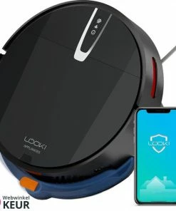 Kopen ???? Looki 3-in-1 Robotstofzuiger Met Dweilfunctie - Automatisch - Met Laadstation - Draadloze Robot Stofzuiger - 45DB - Zwart ????