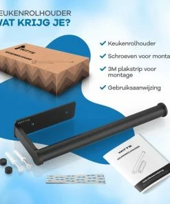 Groothandel ???? WITTS Keukenrolhouder - Zelfklevend - Keukenrolhouder Zwart - Rollenhouder ???? -Yoshiko Shop 550x550 621