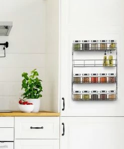 Hete verkoop ⭐ KitchenBrothers Ophangbaar Kruidenrek Voor 32 Kruidenpotjes - Spice Rack – Keuken Rek - Kruiden Organizer - Specerijen Opbergen - 4 Laags - 40 X 6.3 X 50 Cm - RVS ???? -Yoshiko Shop 550x550 652