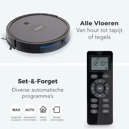 Coupon ???? LifeGoods Robotstofzuiger - Automatisch Laadstation - Dubbel Filtersysteem - 1600Pa - Zwart ???? 5 Coupon ???? LifeGoods Robotstofzuiger - Automatisch Laadstation - Dubbel Filtersysteem - 1600Pa - Zwart ???? - Afbeelding 3