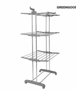 Goedkoop ⌛ Green Goods GREENGOODS - Opvouwbare Wasrek Met Wieltjes 18 Stangen - Wasrek - Wastoren - Droogrek - Droogtoren - Wasdroogrek - Wasdroogrek Staand - Droogrek Staand - Wasrek Staand - Wasrek Inklapbaar - Droogrek Inklapbaar - Waslijn ????