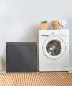 Groothandel ❤️ LifeGoods Wasmand - 2 Vakken Met Deksel - Opvouwbaar - 120 L - Wassorteerder - Stof - Zwart ???? -Yoshiko Shop 550x550 789