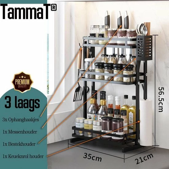 Korting ⭐ TammaT - Kruidenrek - Kruidenrek Staand - Inklapbare Keukenrek - 3-laags 35x21x56,5CM - Keuken Organizer - Aanrecht Organizer - Keuken Opslag - Roestvrij Staal - Opbergrek - Keuken Organizers - Roestvrij En Krasvrij ???? 8 Korting ⭐ TammaT - Kruidenrek - Kruidenrek Staand - Inklapbare Keukenrek - 3-laags 35x21x56,5CM - Keuken Organizer - Aanrecht Organizer - Keuken Opslag - Roestvrij Staal - Opbergrek - Keuken Organizers - Roestvrij En Krasvrij ???? - Afbeelding 6