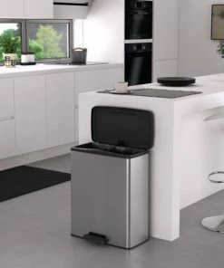 Top 10 ???? Curver Decobin Prullenbak - 65L - Rechthoekig - Grijs Metallic - Recycled Kunststof ???? -Yoshiko Shop 550x550 833