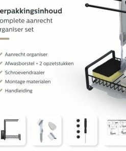 Begroting ???? T&J Essentials® - Vaatdoekhouder - Aanrecht Organiser - Aanrecht Organizer - Gootsteen Organiser - Gootsteen Organizer - Incl. Premium Afwasborstel - Keuken Organizer - Sponshouder - Sponshouder Gootsteen - Aanrechtbakje -RVS - Zwart ???? -Yoshiko Shop 550x550 853