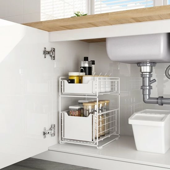 Flash-uitverkoop ???? BROËL™ Organizer – Ladekast - Opbergrek - Aanrecht Organiser – Keuken Organizers - Ladeblok - Kast Organizer - Organizer Lade - Wit - Ladesysteem - Gootsteen Organizer - Gootsteenkast Organizer - Keukenrek - Tweelaags – Metaal – Antislip ???? 3 Flash-uitverkoop ???? BROËL™ Organizer – Ladekast - Opbergrek - Aanrecht Organiser – Keuken Organizers - Ladeblok - Kast Organizer - Organizer Lade - Wit - Ladesysteem - Gootsteen Organizer - Gootsteenkast Organizer - Keukenrek - Tweelaags – Metaal – Antislip ????