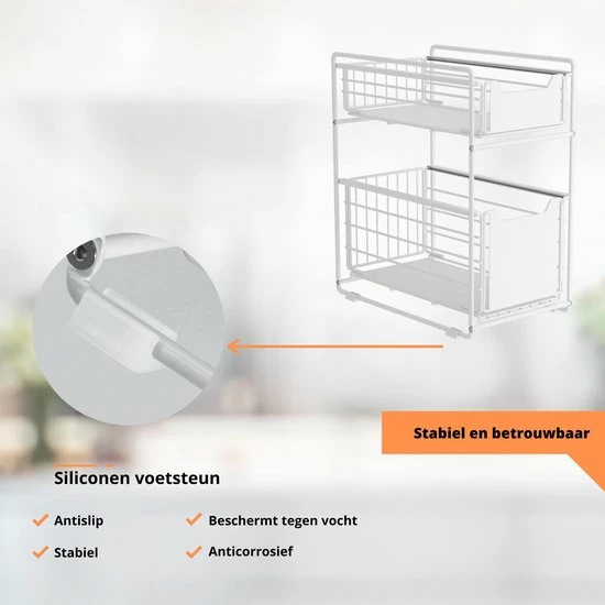 Flash-uitverkoop ???? BROËL™ Organizer – Ladekast - Opbergrek - Aanrecht Organiser – Keuken Organizers - Ladeblok - Kast Organizer - Organizer Lade - Wit - Ladesysteem - Gootsteen Organizer - Gootsteenkast Organizer - Keukenrek - Tweelaags – Metaal – Antislip ???? 10 Flash-uitverkoop ???? BROËL™ Organizer – Ladekast - Opbergrek - Aanrecht Organiser – Keuken Organizers - Ladeblok - Kast Organizer - Organizer Lade - Wit - Ladesysteem - Gootsteen Organizer - Gootsteenkast Organizer - Keukenrek - Tweelaags – Metaal – Antislip ???? - Afbeelding 8